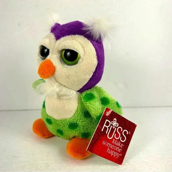 RUSS BERRIE LIL  Peepers Gemma Pink Owl 6" Plush NWT - Picture 1 of 3